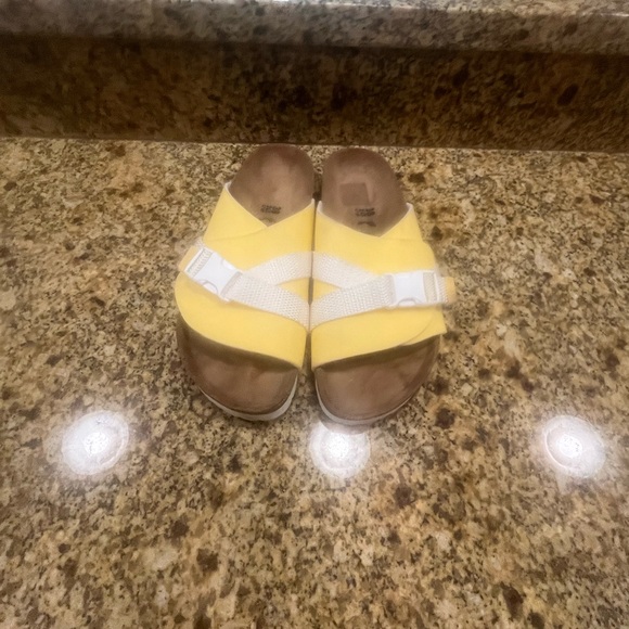 Birkenstock Papillo Carrie Yellow Birko Flor Fold over Sandals 38 US 7-7.5 - Picture 6 of 8
